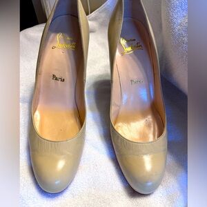 Christian Louboutin size 11 beige 4” wedge heel